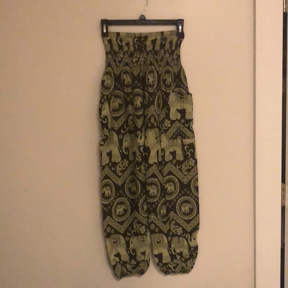 Green elephant pants